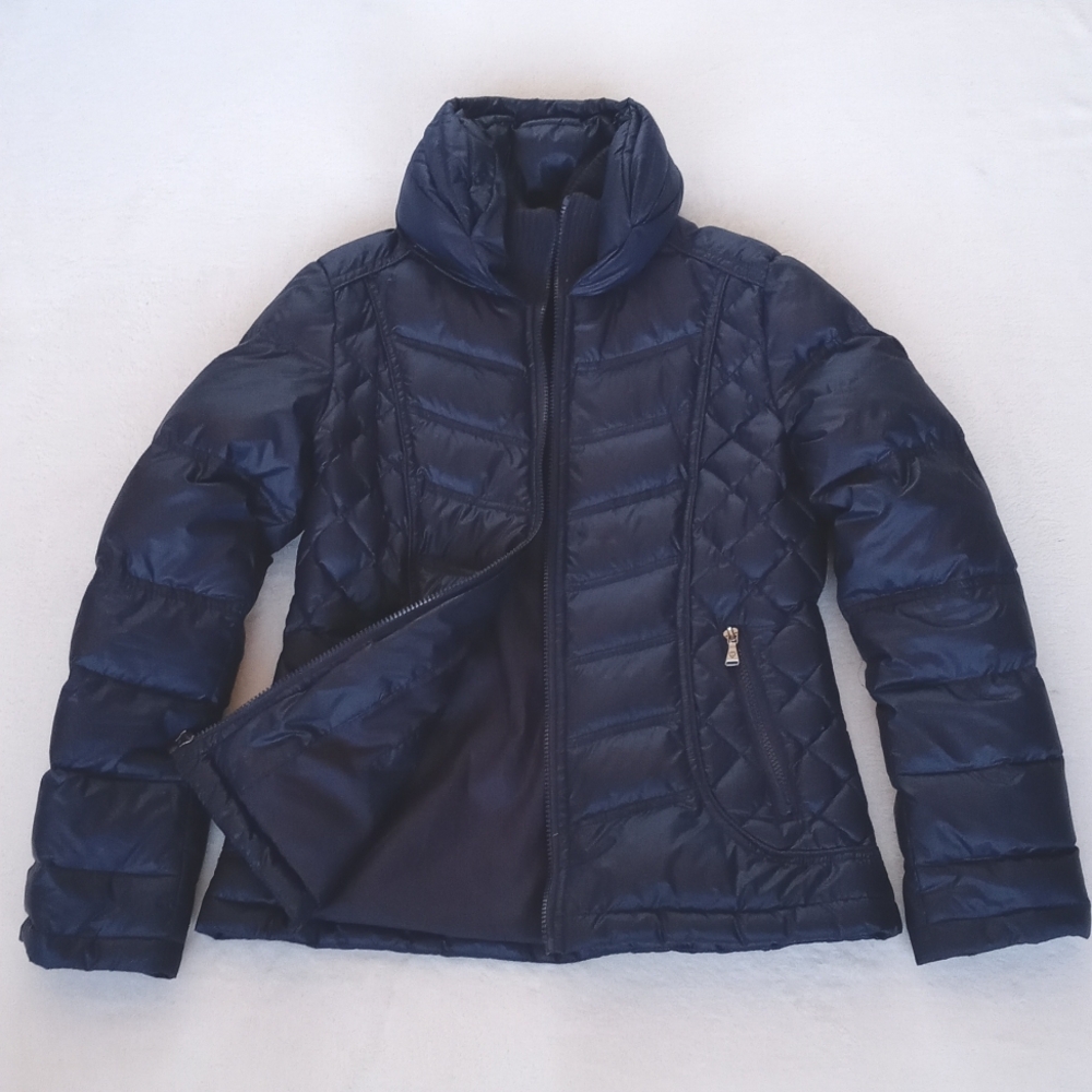 Guess Women’s Navy Blue Quilted Puffer Ski Snow Winter Long Sleeve Coat Small - Picture 7 of 16